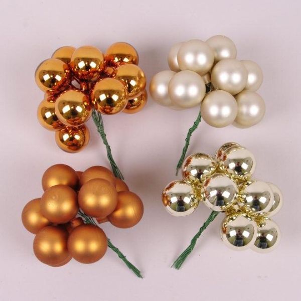 Кульки скляні 3 см. коричневі-шампань (6 пучків-72 кульки) 44645