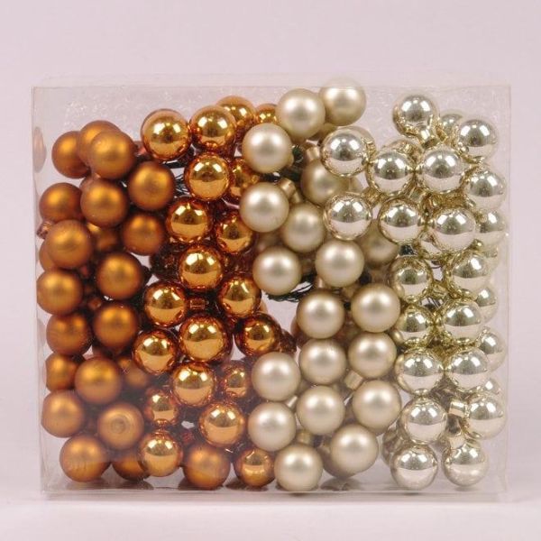 Шарики стеклянные 2,5 см. коричневые-шампань (12 пучков-144 шарика) 44639