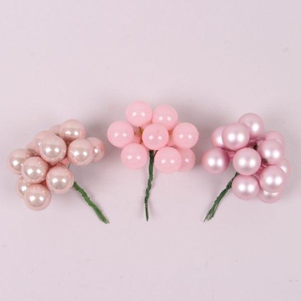 Шарики стеклянные 2,5 см. розовые микс (12 пучков-144 шарика) 44638