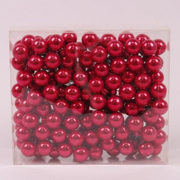 Шарики стеклянные 2,5 см. красные опал (12 пучков-144 шарика) 44634