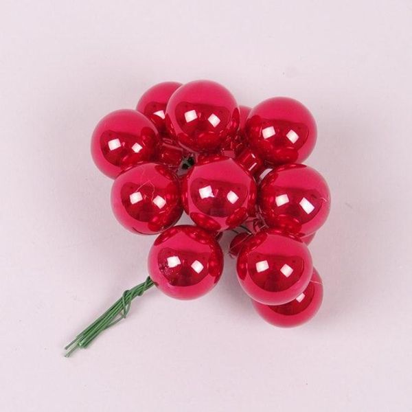 Кульки скляні 2,5 см. червоні опал (12 пучків-144 кульки) 44634