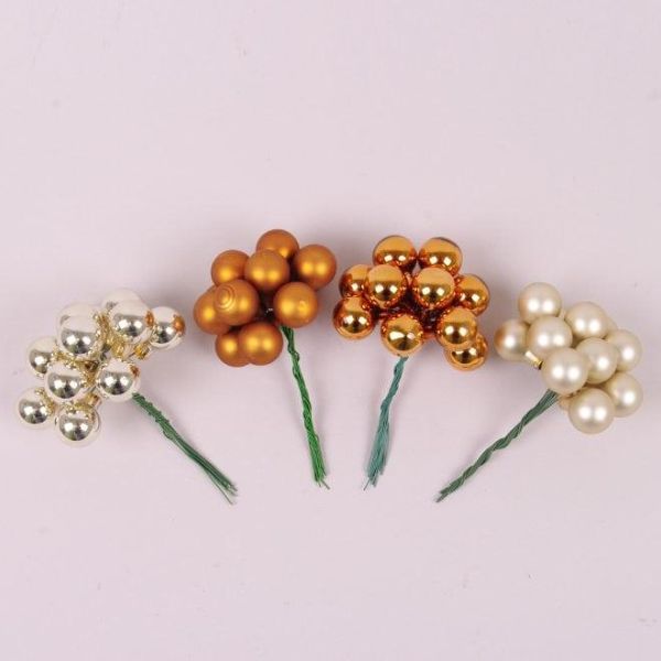 Шарики стеклянные 2 см. коричневые-шампань (12 пучков-144 шарика) 44624