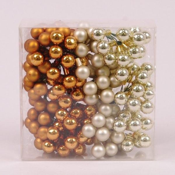 Шарики стеклянные 1,5 см. коричневые-шампань (12 пучков-144 шарика) 44619