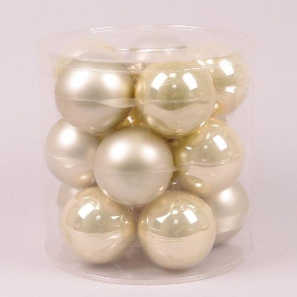 Шарики стеклянные 8 см. золотые-шампань (15 шт.) 44600