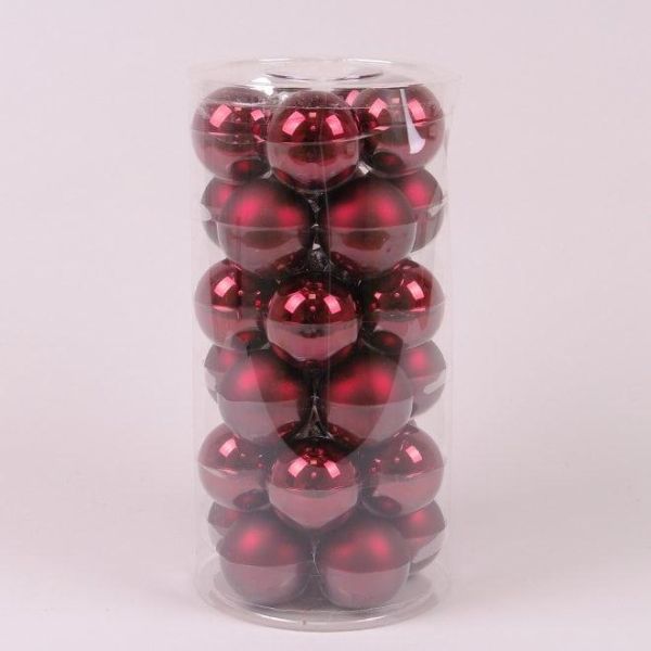 Шарики стеклянные 5,7 см. темно-красные (30 шт.) 44589