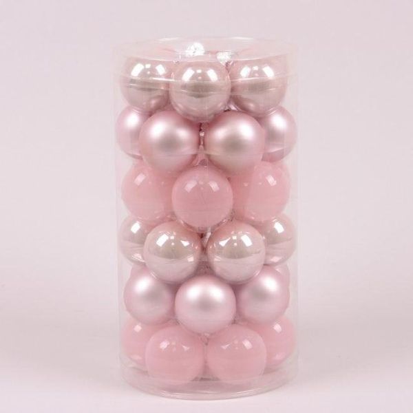 Шарики стеклянные 3,8 см. розовые микс (36 шт.) 44568