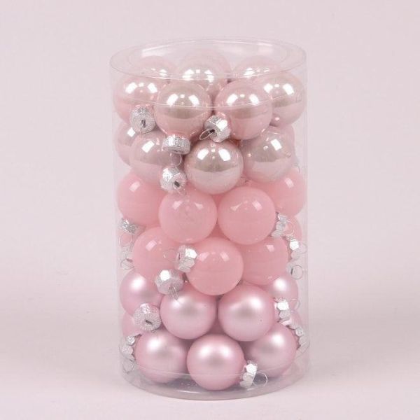 Шарики стеклянные 2,5 см. розовые микс (48 шт.) 44534