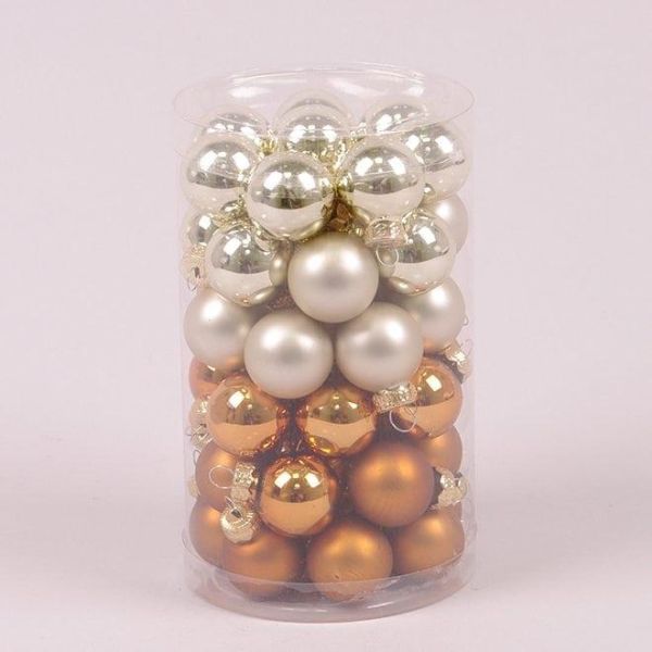 Шарики стеклянные 2,5 см. коричневые-шампань (48 шт.) 44529