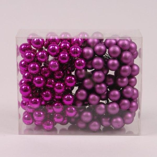 Шарики стеклянные 2 см. фуксия (12 пучков-144 шарика) 44392