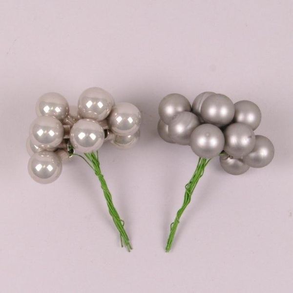 Кульки скляні 2 см. сірі (12 пучків-144 кульки) 44395