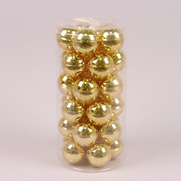 Шарики стеклянные 5,7 см. золотые глянцевые (30 шт.) 44574