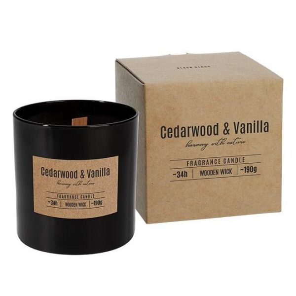 Ароматична свічка з дерев'яним ґнотом Bispol Cedarwood & Vanilla