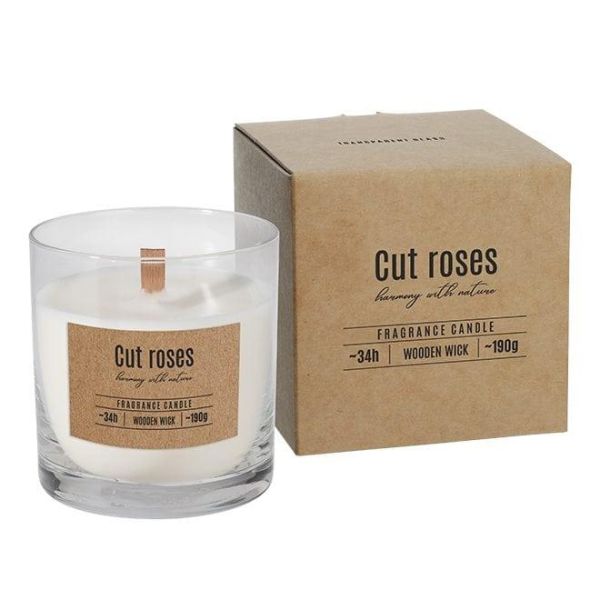 Свічка ароматична з дерев'яним ґнотом Bispol Cut Roses