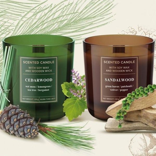 Свеча ароматическая с деревянным фитилем "Cedarwood"