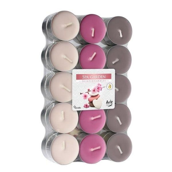 Свічка чайна пігулка ароматична Bispol мікс Спа Сад D-3,9 см. 30 шт.