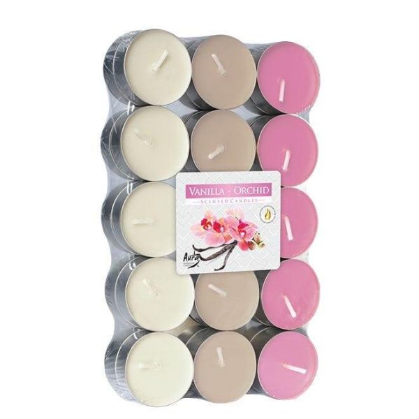 Свічка чайна пігулка ароматична Bispol мікс Ваніль-Орхідея D-3,9 см. 30 шт