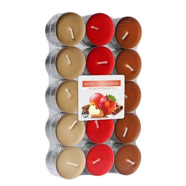 Свічка чайна пігулка ароматична Bispol мікс Яблуко-Кориця D-3,9 см. 30 шт.