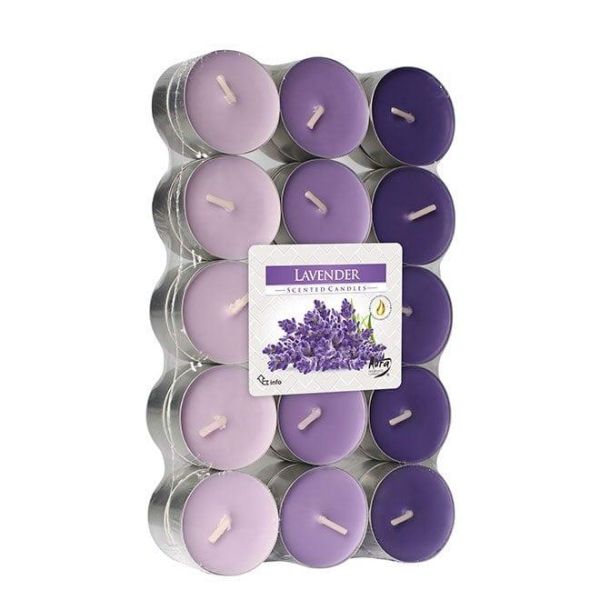 Свічка чайна пігулка ароматична Bispol мікс Лаванда D-3,9 см. 30 шт