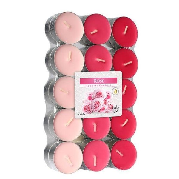 Свічка чайна пігулка ароматична Bispol мікс Троянда D-3,9 см. 30 шт.