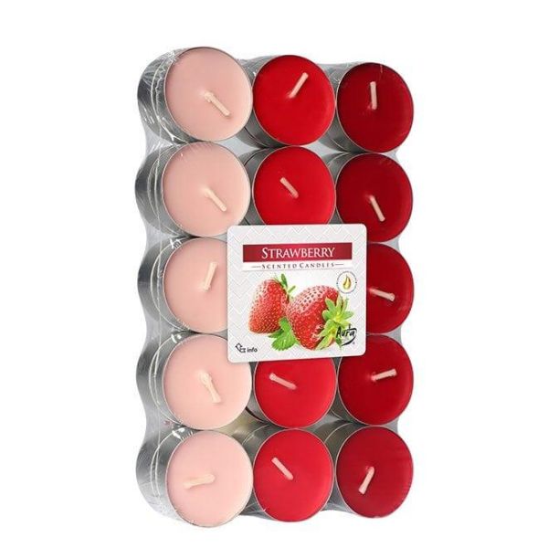 Свічка чайна пігулка ароматична Bispol мікс Полуниця D-3,9 см. 30 шт