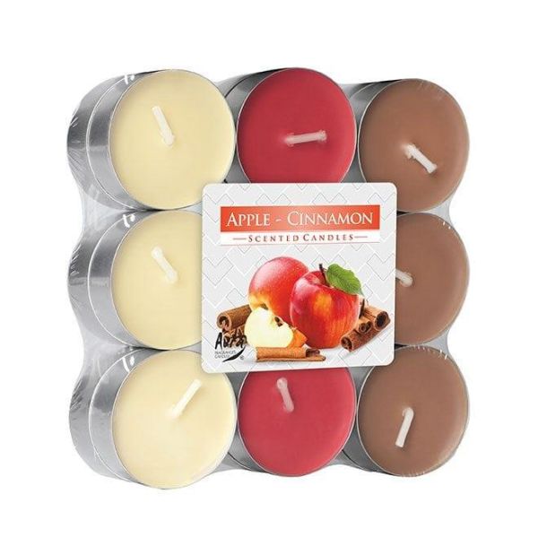 Свічка чайна пігулка ароматична Bispol мікс Яблуко-Кориця D-3,9 см. 18 шт