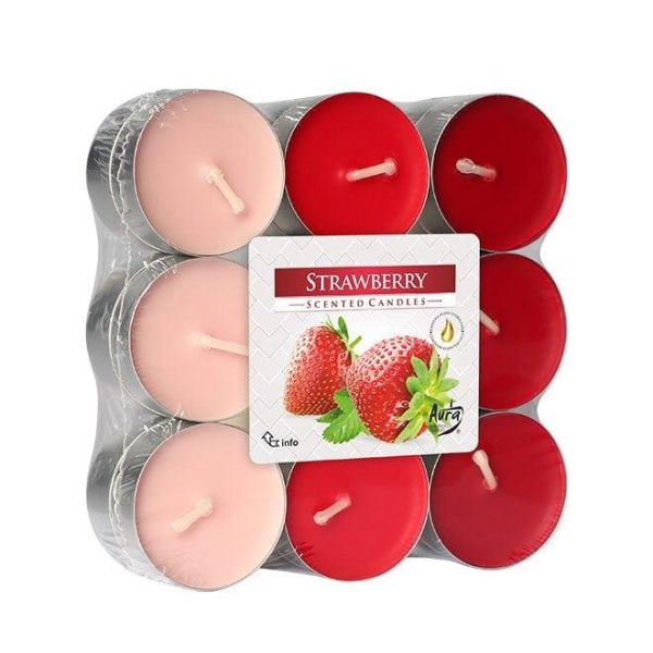 Свічка чайна пігулка ароматична Bispol мікс Полуниця D-3,9 см. 18 шт.