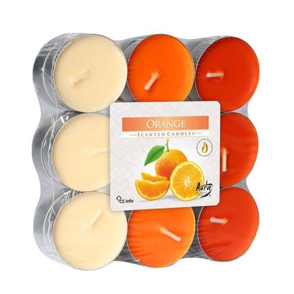 Свічка чайна пігулка ароматична Bispol мікс Апельсин D-3,9 см. 18 шт