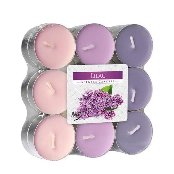 Свічка чайна пігулка ароматична Bispol мікс Бузок D-3,9 см. 18 шт