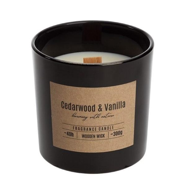 Ароматична свічка з дерев'яним ґнотом Bispol Cedarwood&Vanilla