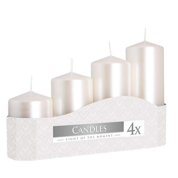 Комплект перлинних свічок Bispol Циліндр 5х7,9,11,13 см