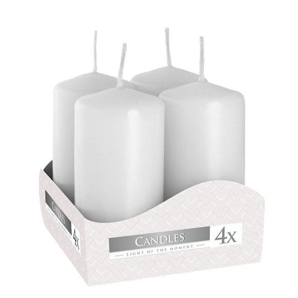 Комплект білих свічок Bispol Циліндр 4х8 см. (4 шт.)