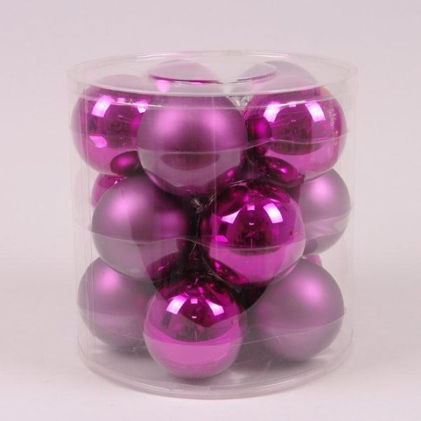 Шарики стеклянные 8 см. фуксия (15 шт.)