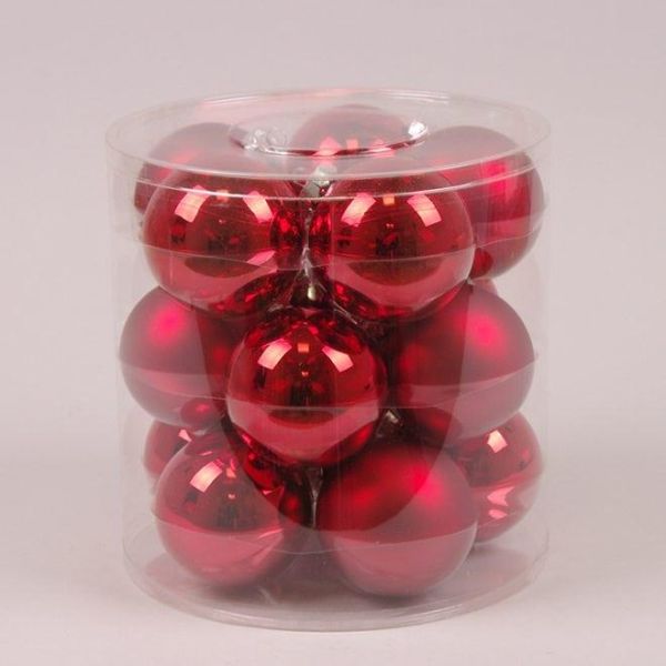 Шарики стеклянные 8 см. красные (15 шт.)