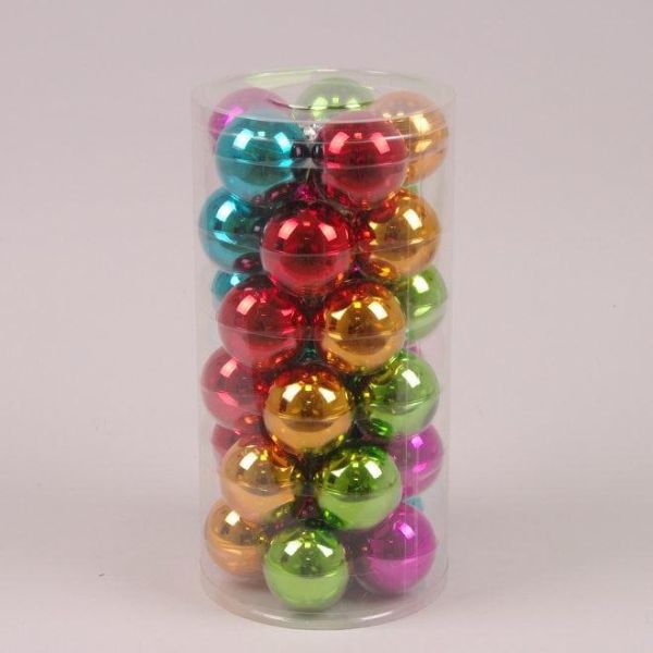 Шарики стеклянные 5,7 см. разноцветные (30 шт.)