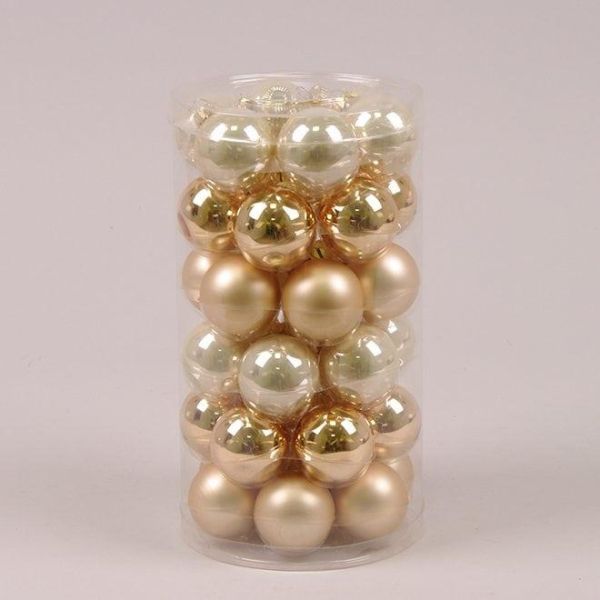 Шарики стеклянные 3,8 см. золото-крем (36 шт.) 44563