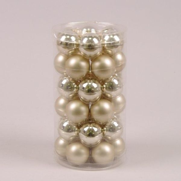 Шарики стеклянные 3,8 см. шампань (36 шт.) 44556