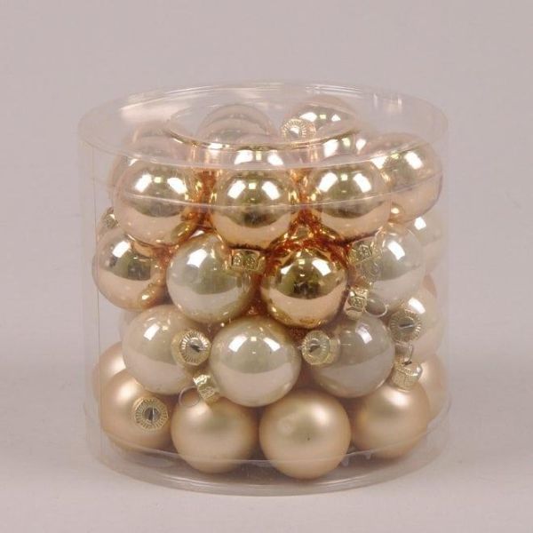 Шарики стеклянные 3 см. золото-кремовые (45 шт.) 44544