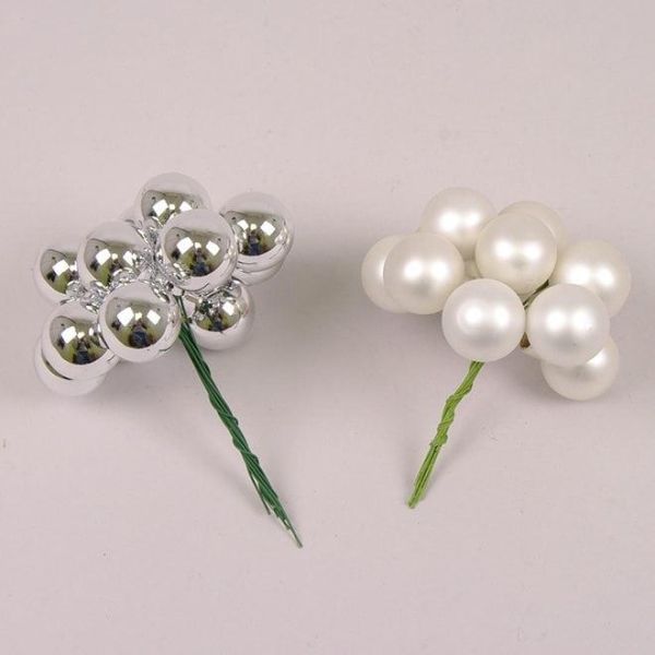 Кульки скляні 2,5 см. срібні (12 пучків-144 кульки)