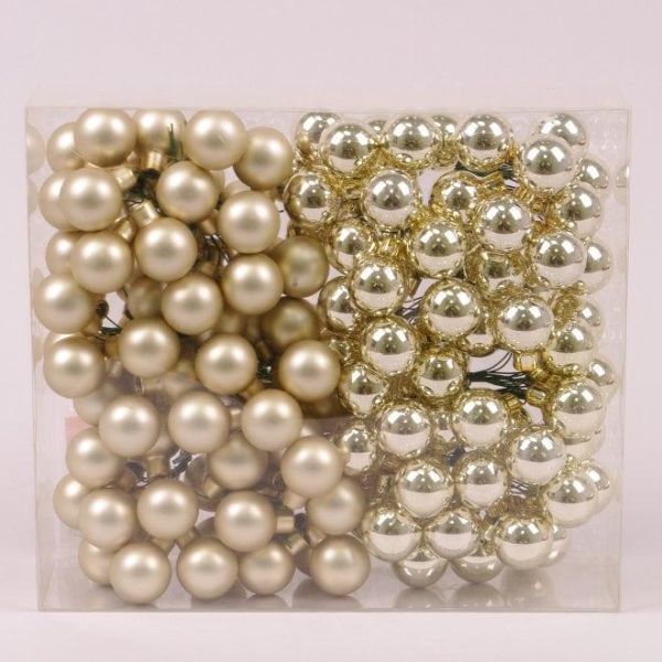 Шарики стеклянные 2,5 см. шампань (12 пучков-144 шарика)