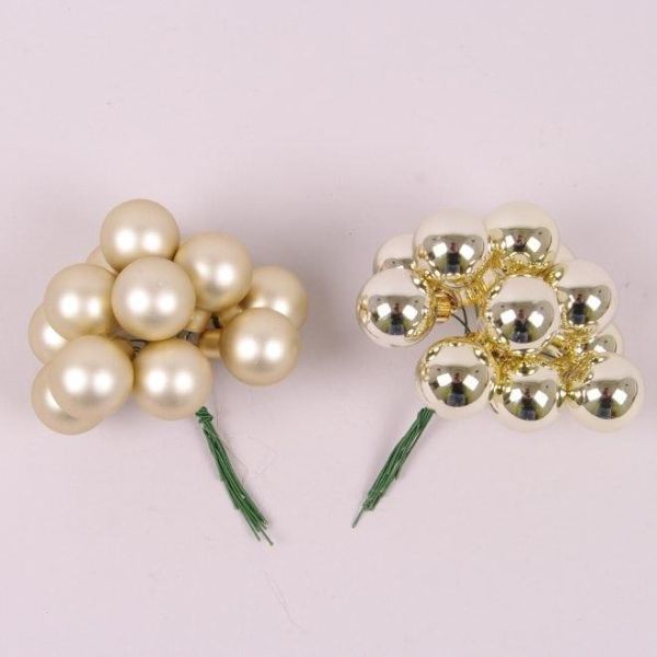 Кульки скляні 2,5 см. шампань (12 пучків-144 кульки)