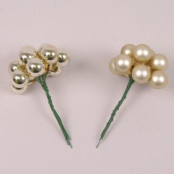 Кульки скляні 2 см. шампань (12 пучків-144 кульки)