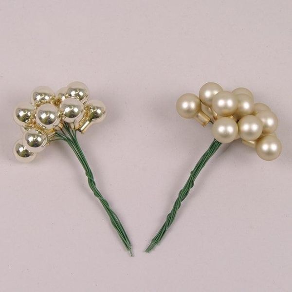 Кульки скляні 1,5 см. шампань (12 пучків-144 кульки)