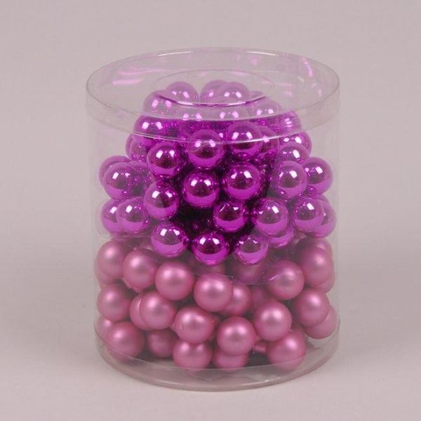 Шарики стеклянные 2,5 см. розовые (12 пучков-144 шарика)