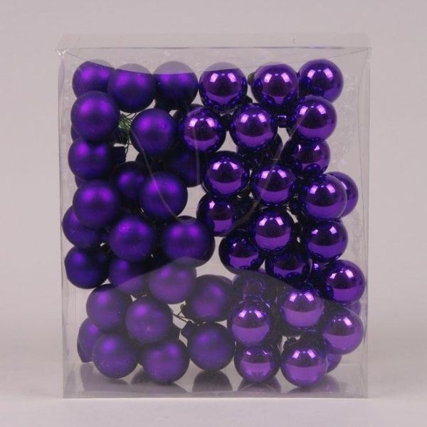 Шарики стеклянные 3 см. фиолетовые (6 пучков-72 шарика)