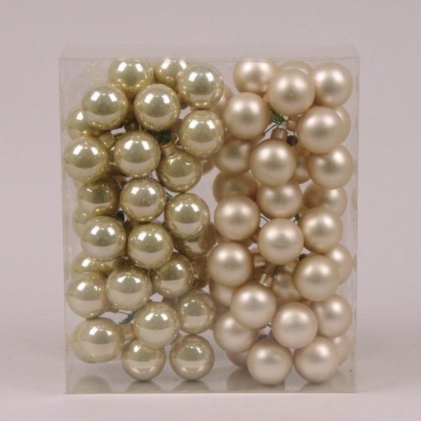 Шарики стеклянные 3 см. золото-шампань (6 пучков-72 шарика)