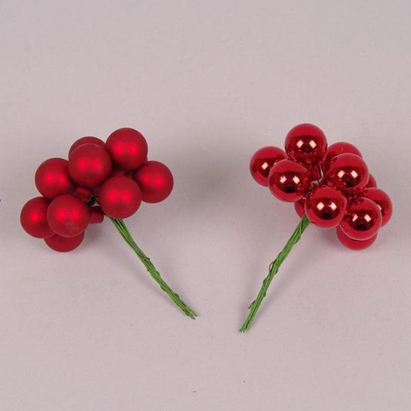 Шарики стеклянные 2 см. красные (12 пучков-144 шарика)