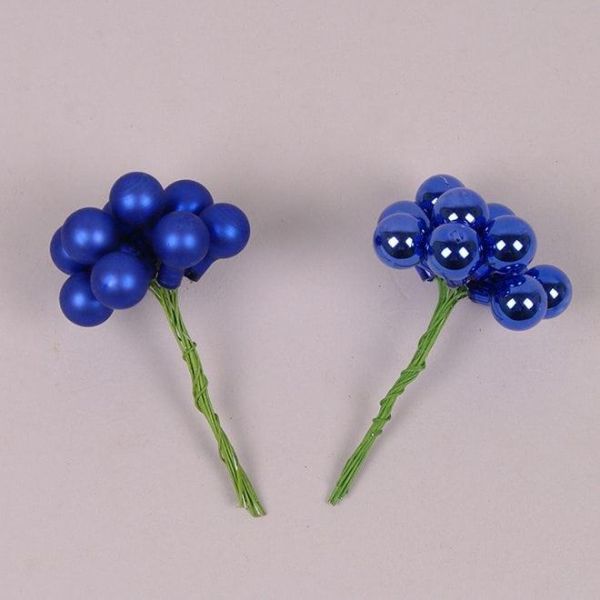 Кульки скляні 1,5 см. блакитні (12 пучків-144 кульки)