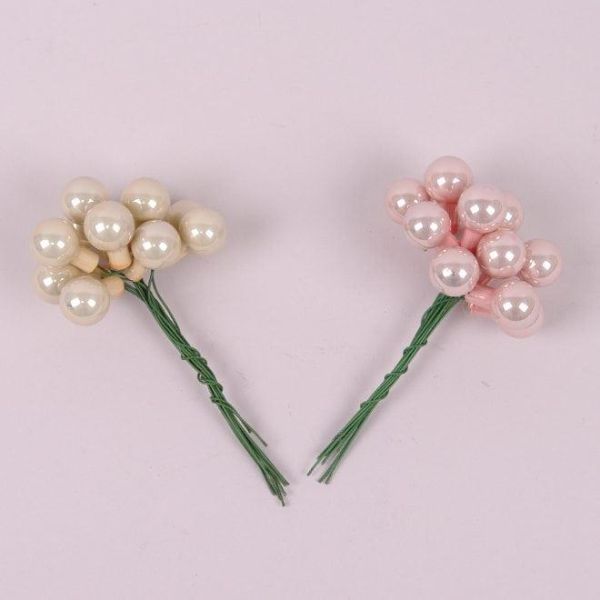 Шарики стеклянные 1,5 см. розово-кремовые (12 пучков-144 шарика)