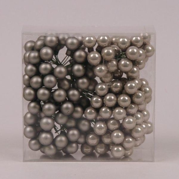 Шарики стеклянные 1,5 см. серые (12 пучков-144 шарика)