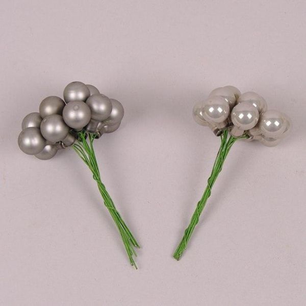 Кульки скляні 1,5 см. сірі (12 пучків-144 кульки)